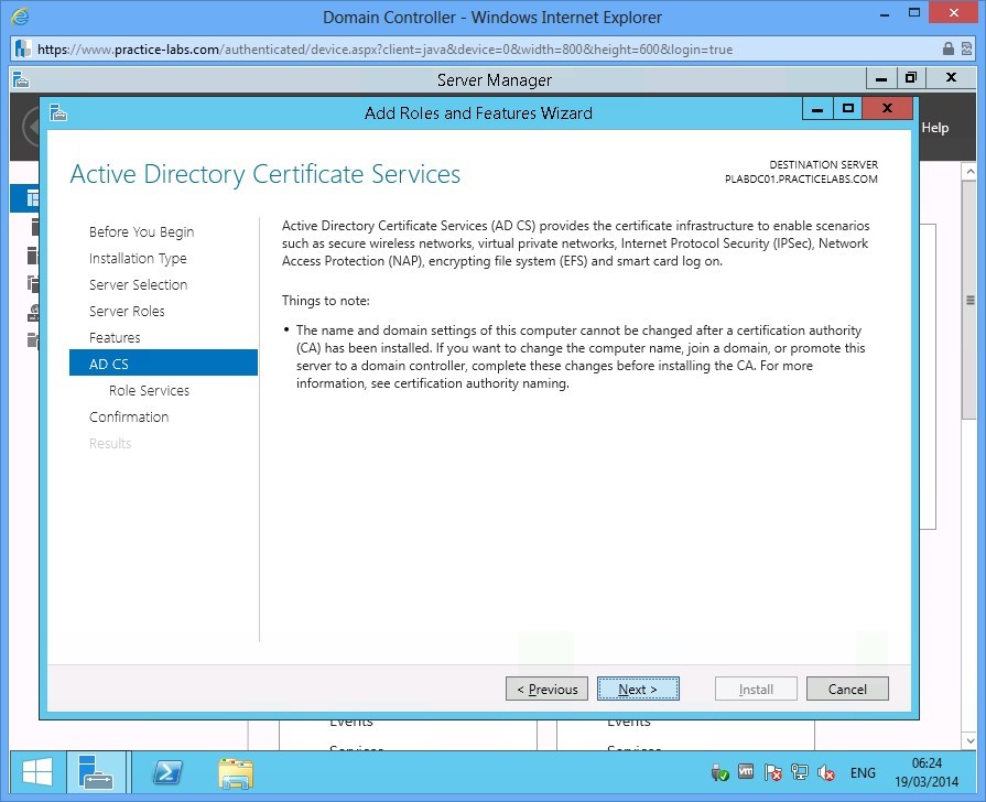 Practice Labs screenshot.